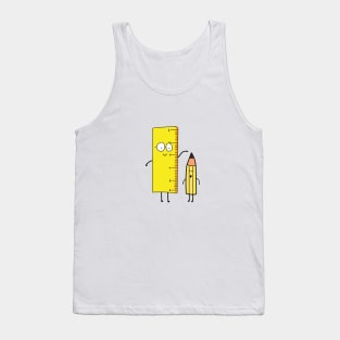 funny cute ruler measures a pencil Tank Top